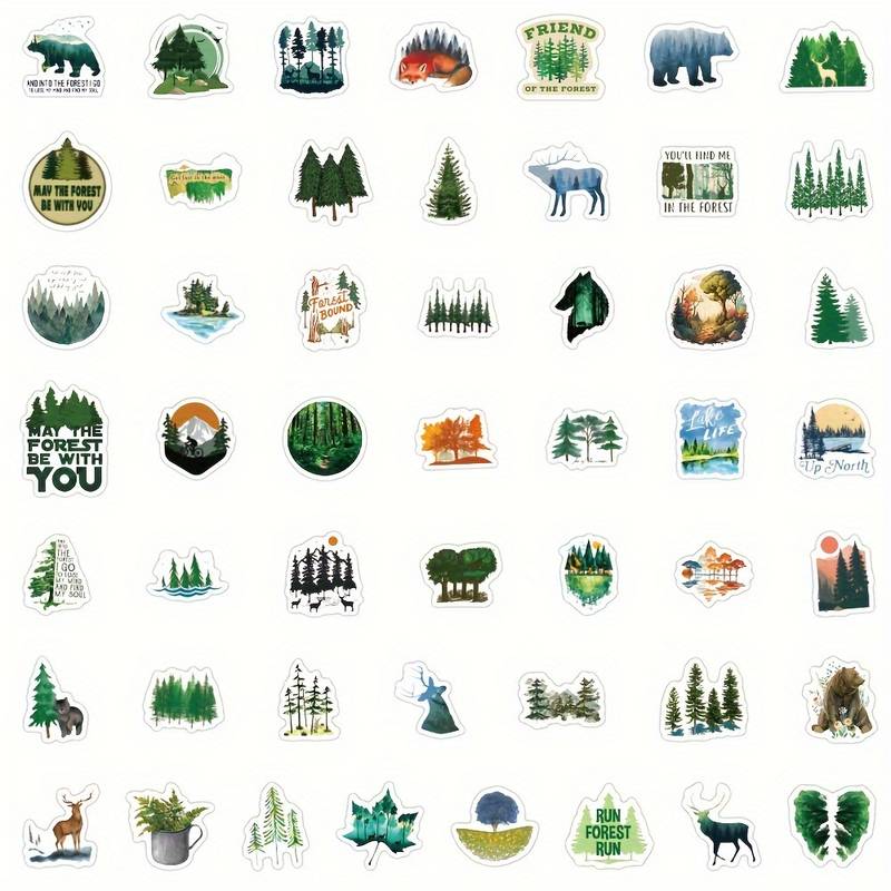 50pcs Green Forest Stickers Vinyl Water Proof Stickers Scrapbook, Vinyl  Waterproof Stickers For Water Bottle, Computer, Notebook, Luggage, Phone,  Lapt